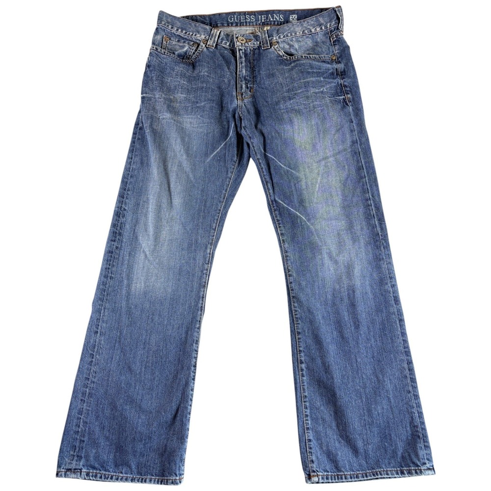 Guess Desmond Relaxed Fit Jeans Mens 36 Blue Medium Wash Vintage Bootcut Work